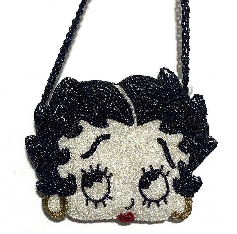 VTG Betty Boop Beaded Mini Purse Evening Bag Zipper Glam King Features Syndicate